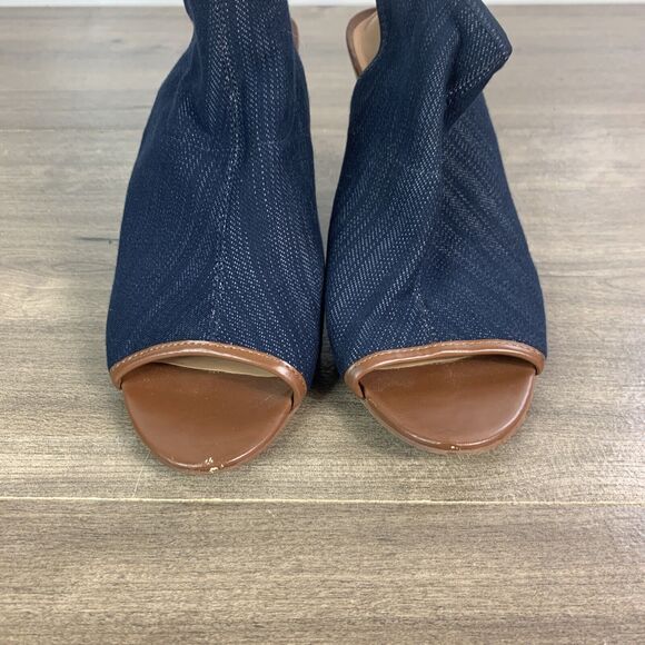 Franco Sarto Helix Peep Toe Block Heel Ankle Booties Blue Size 7.5 M Peep Toe - Picture 4 of 10